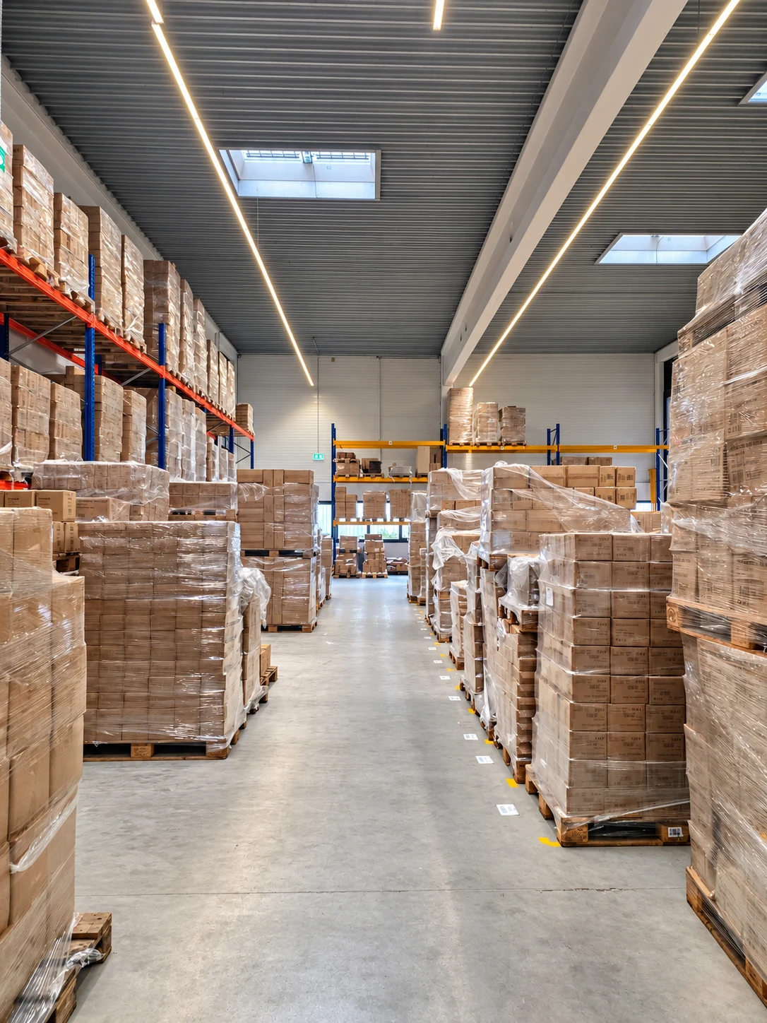 Palletised goods in the warehouse at the MONKS location