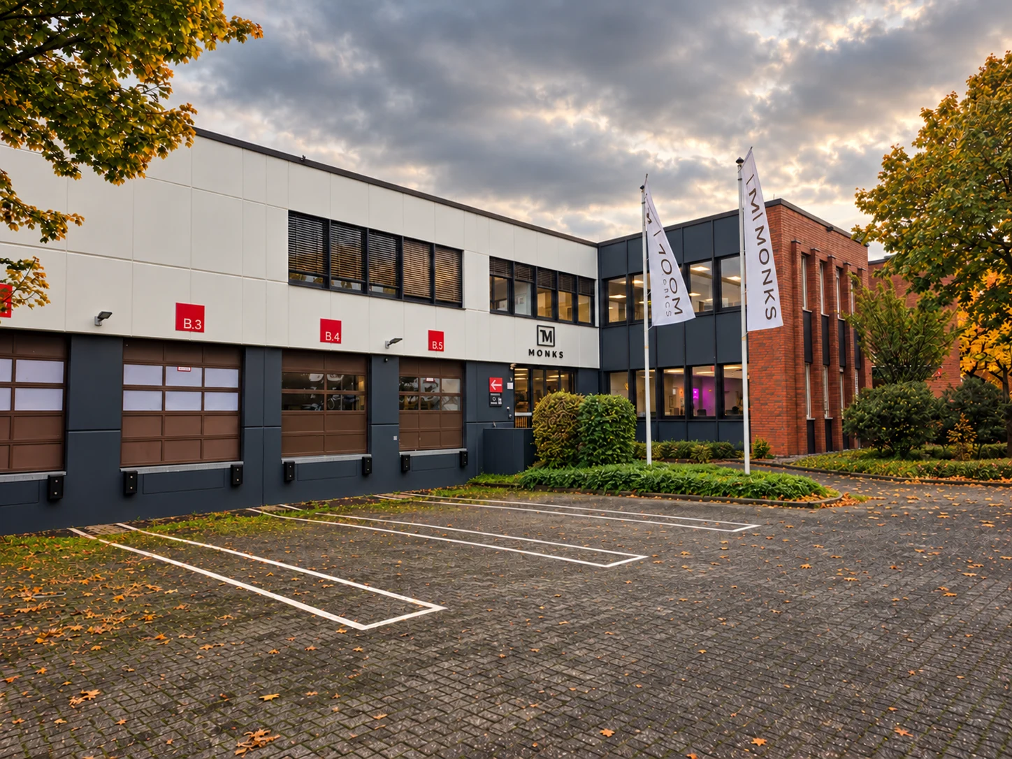 Retouched exterior view of the MONKS location in Cologne-Marsdorf